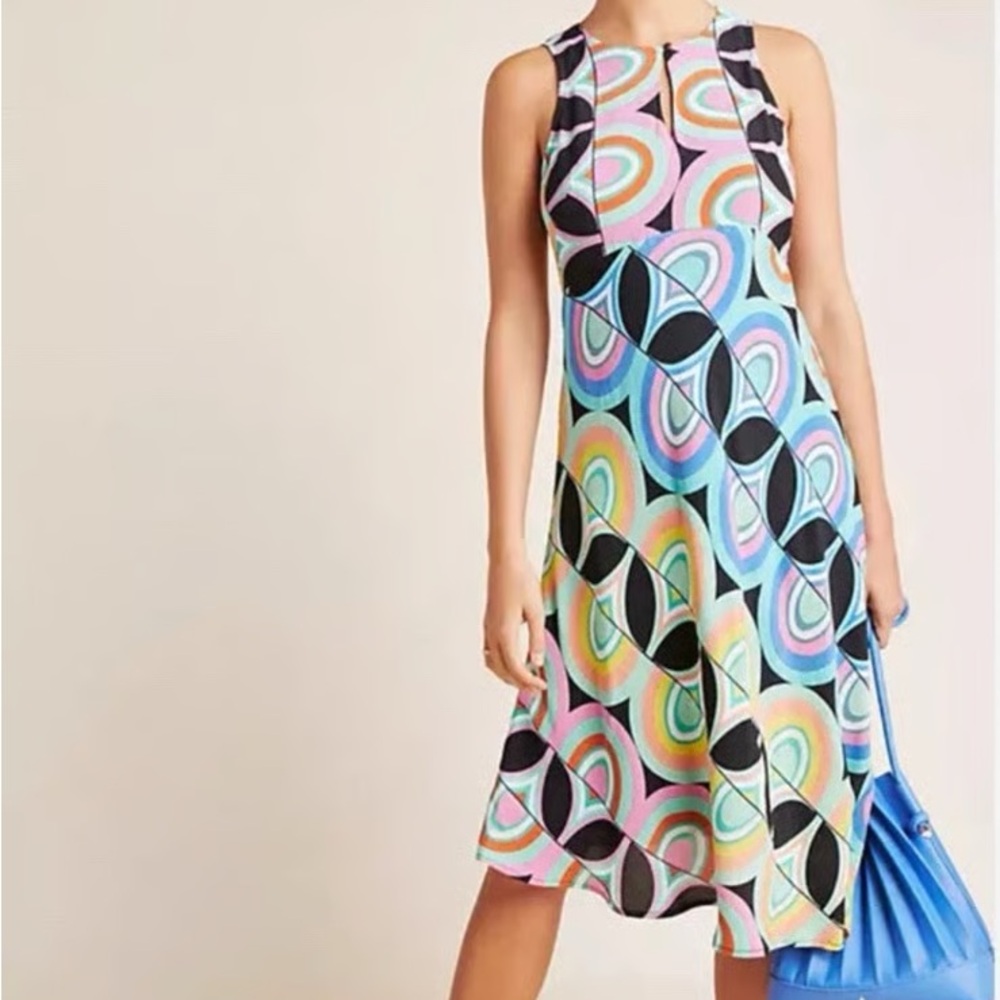 Anthropologie Multicolor Geometric Midi Dress
